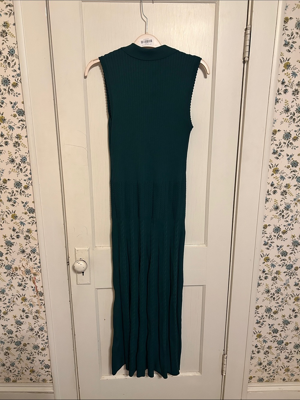 Sandro Teal Sleeveless Collared Maxi Dress with Gold Buttons - Picture 3 of 5